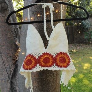 Crochet Sunflower Crop Top/Bralette
